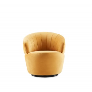 Fauteuil en tissu velours jaune pivotant ultra confortable - design contemporain lounge  - COROLLA