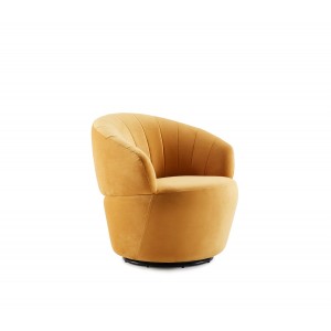 Fauteuil en tissu velours jaune pivotant ultra confortable - design contemporain lounge  - COROLLA