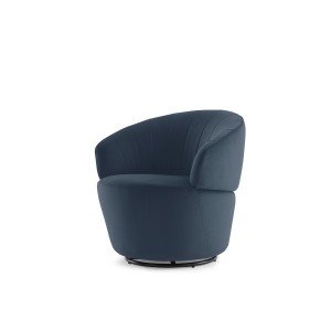 Fauteuil en tissu velours bleu pivotant ultra confortable - design contemporain lounge  - COROLLA