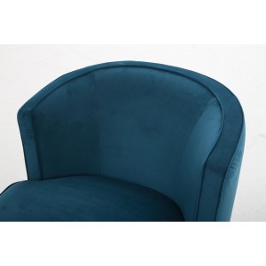 Fauteuil en tissu velours bleu pivotant Qualité & Confort - design lounge contemporain - SOPHIA
