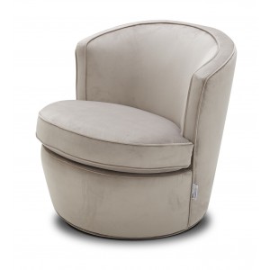 Fauteuil en tissu velours beige pivotant Qualité & Confort - design lounge contemporain - SOPHIA