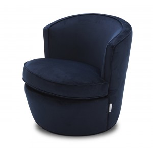 Fauteuil en tissu velours bleu marine pivotant Qualité & Confort - design lounge contemporain - SOPHIA