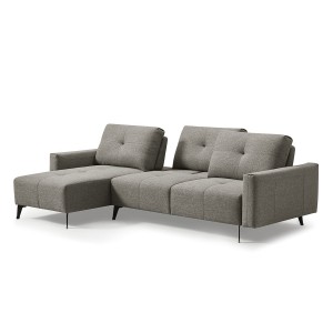 Canapé d'angle gauche tissu gris dossiers réglables - design contemporain vintage - SMART