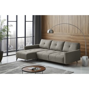 Canapé d'angle gauche tissu gris dossiers réglables - design contemporain vintage - SMART