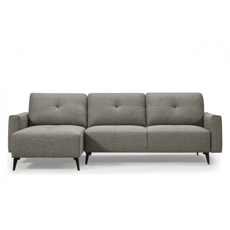 Canapé d'angle gauche tissu gris dossiers réglables - design contemporain vintage - SMART