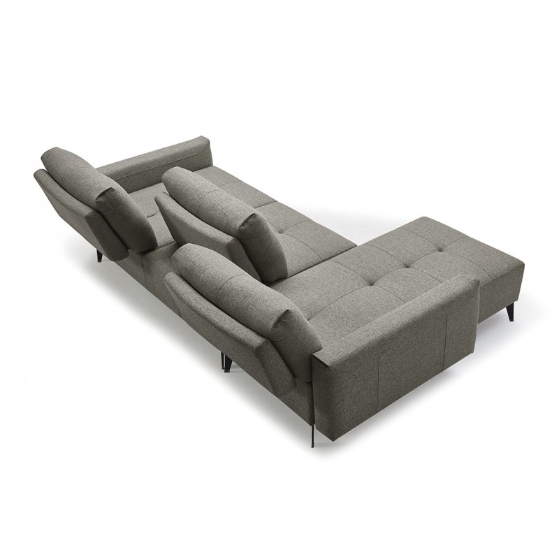 Canapé d'angle réversible tissu gris avec dossiers réglables - SMART