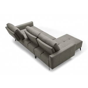 Canapé d'angle gauche tissu gris dossiers réglables - design contemporain vintage - SMART