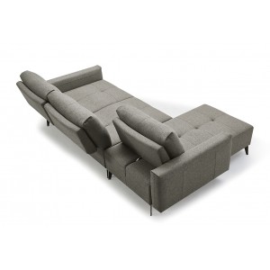 Canapé d'angle gauche tissu gris dossiers réglables - design contemporain vintage - SMART