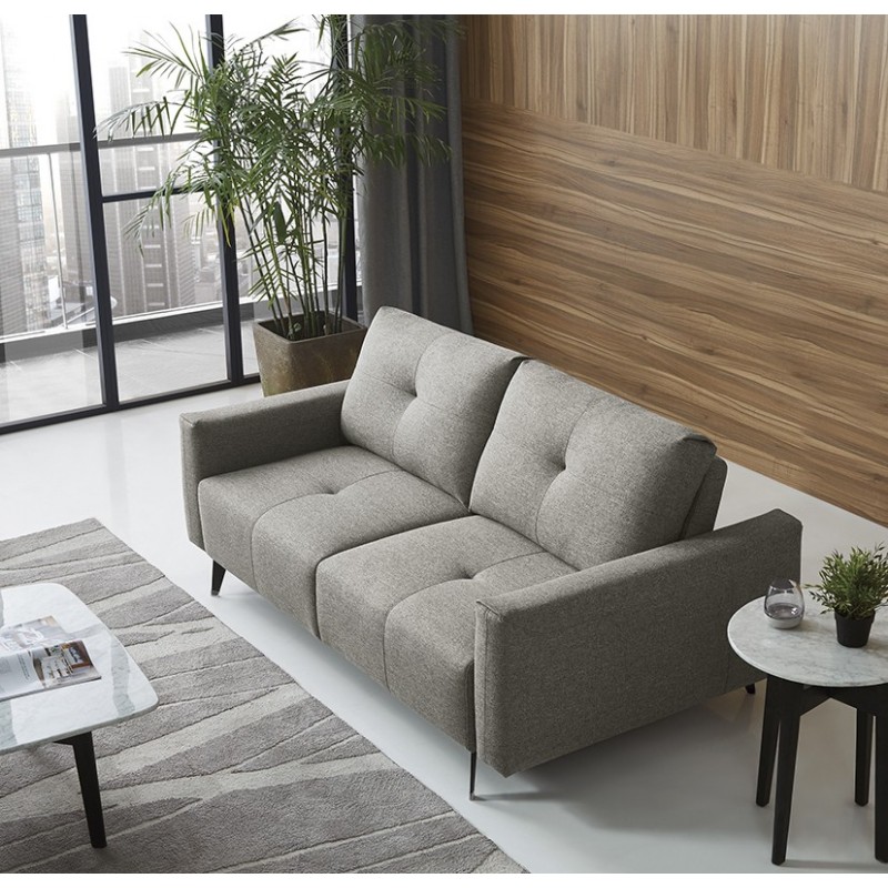 Canapé 3 places tissu gris dossiers réglables - design contemporain vintage - SMART