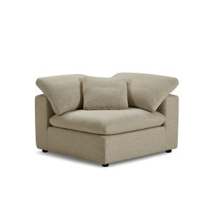 Module Angle tissu beige pour canapé composable garnissage plume - Collection Nature & Confort Premium - NUAGE