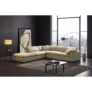 Module Angle tissu beige pour canapé composable garnissage plume - Collection Nature & Confort Premium - NUAGE
