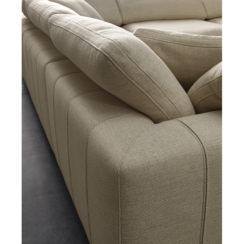 Module Angle tissu beige pour canapé composable garnissage plume - Collection Nature & Confort Premium - NUAGE
