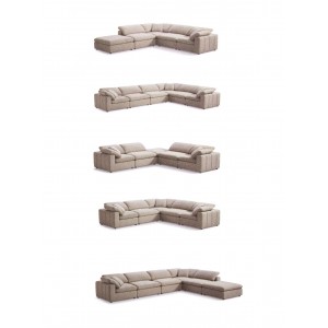 Module Angle tissu beige pour canapé composable garnissage plume - Collection Nature & Confort Premium - NUAGE