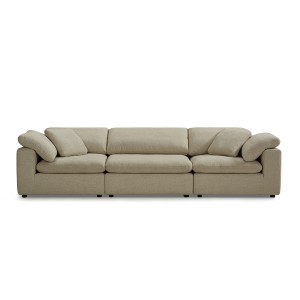 Module Chauffeuse tissu beige pour canapé composable garnissage plume - Collection Nature & Confort Premium - NUAGE