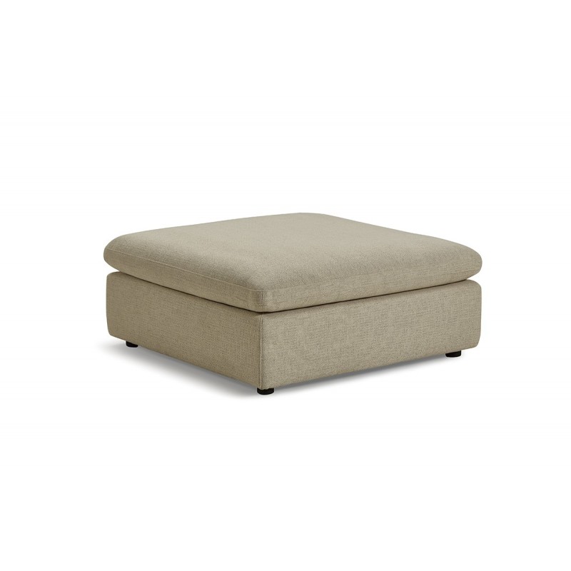 Module Pouf tissu beige pour canapé composable garnissage plume - Collection Nature & Confort Premium - NUAGE