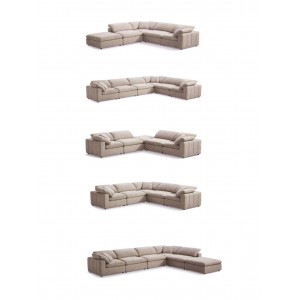 Module Chauffeuse tissu beige pour canapé composable garnissage plume - Collection Nature & Confort Premium - NUAGE
