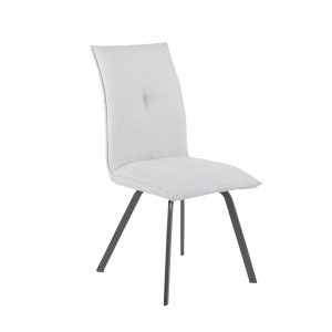 Lot de 2 Chaises tissu blanc gris et pieds métal gris ultra confortable - design contemporain - ARIA