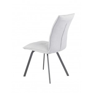 Lot de 2 Chaises tissu blanc gris et pieds métal gris ultra confortable - design contemporain - ARIA