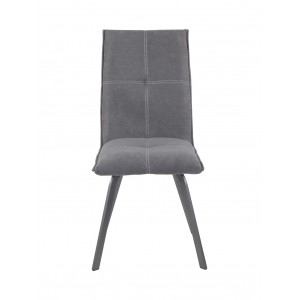 Lot de 2 Chaises tissu gris et pieds métal gris ultra confortable - design contemporain - ARIA