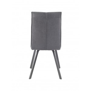 Lot de 2 Chaises tissu gris et pieds métal gris ultra confortable - design contemporain - ARIA