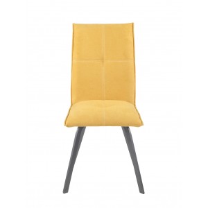 Lot de 2 Chaises tissu jaune et pieds métal gris ultra confortable - design contemporain - ARIA