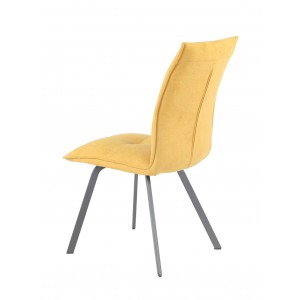 Lot de 2 Chaises tissu jaune et pieds métal gris ultra confortable - design contemporain - ARIA