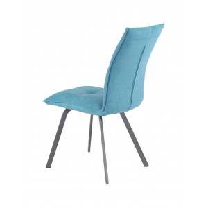 Lot de 2 Chaises tissu bleu et pieds métal gris ultra confortable - design contemporain - ARIA