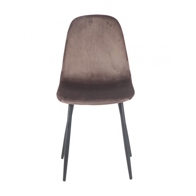 Lot de 4 Chaises velours marron et pieds métal noir  - design scandinave - BIBA