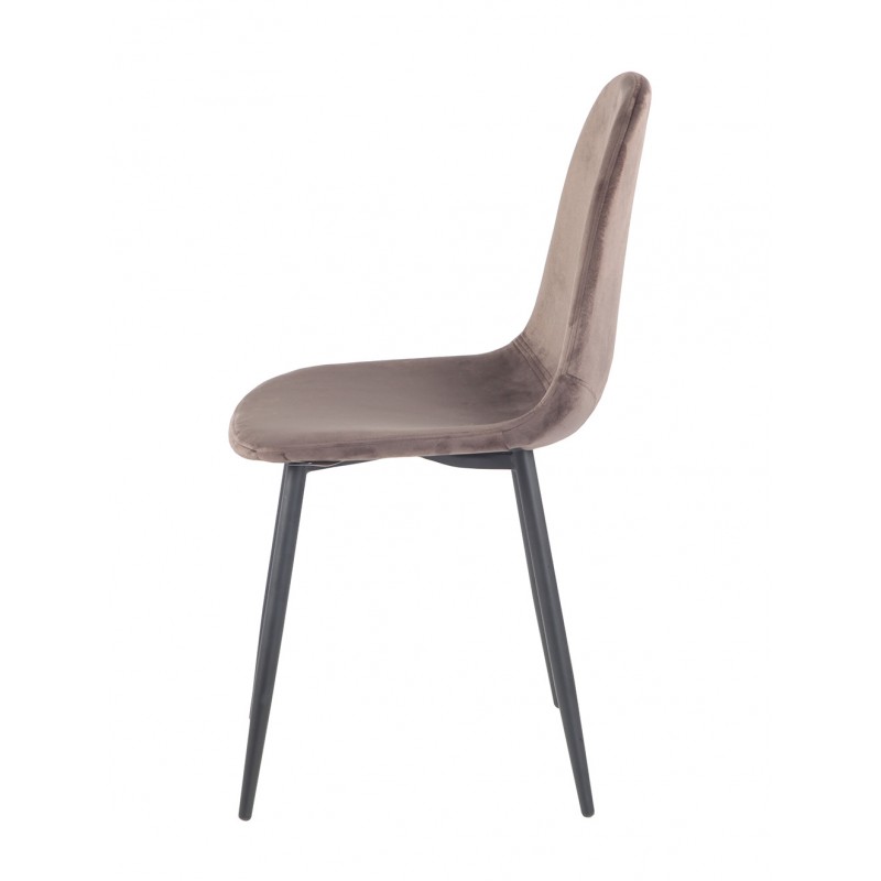 Lot de 4 Chaises velours marron et pieds métal noir  - design scandinave - BIBA