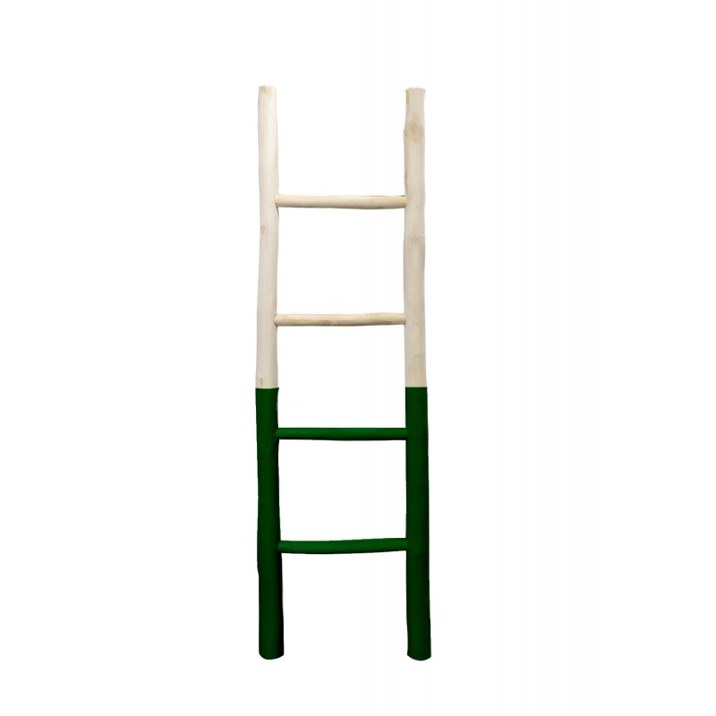 Echelle décorative bi-colore vert en bois  - design scandinave bohème chic - SCALA