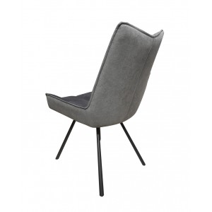 Lot de 2 chaises tissu bicolore gris anthracite et pieds métal noir CONFORT & QUALITE - design contemporain industriel - SURI