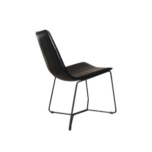 Lot de 2 chaises noires en simili et piètement métal filaire noir - design vintage contemporain - STEEVE
