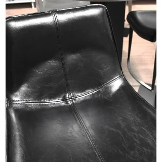 Tabouret de bar 77 cm en simili noir et pieds filaires métal - STEEVE