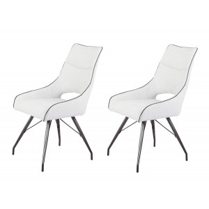 Lot de 2 chaises tissu gris clair et pieds métal - Confort & Qualité - design contemporain industriel - ANAÏS