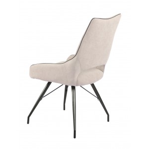 Lot de 2 chaises tissu beige et pieds métal - Confort & Qualité - design contemporain industriel - ANAÏS