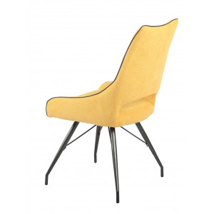 Lot de 2 chaises tissu jaune et pieds métal - Confort & Qualité - design contemporain industriel - ANAÏS