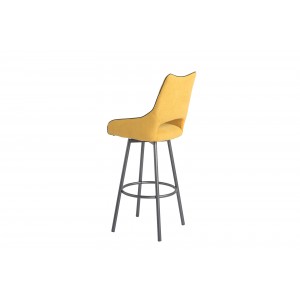 Lot de 2 chaises hautes de bar tissu jaune et piétement métal pivotant - ROY