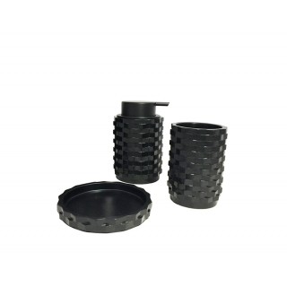Set 3 accessoires salle de bain en PPolyrésine et base minérale  noir - WENDY