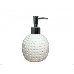 Set 3 accessoires salle de bain en polyrésine et pierre naturelle aspect rond blanc - JULIA