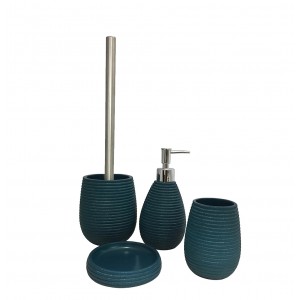 Set 4 accessoires salle de bain en Polyrésine et base minérale bleu - TANIA