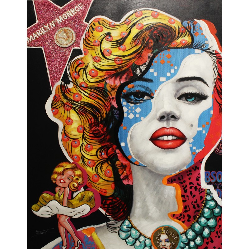 Tableau pop art Monroe peinture moderne 120x90 cm - MARILYN