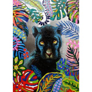 Peinture sur toile cadre décoratif mural multicolore - BLACKY