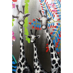 Tableaux Girafes POP ART 70X100 Doré. Peinture acrylique et feuilles métal, Tableaux / Toiles