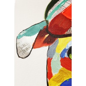 Peinture sur toile cadre décoratif mural multicolore - CHARLYTableau chien carlin beret pop art culture 50x50 cm - CHARLY