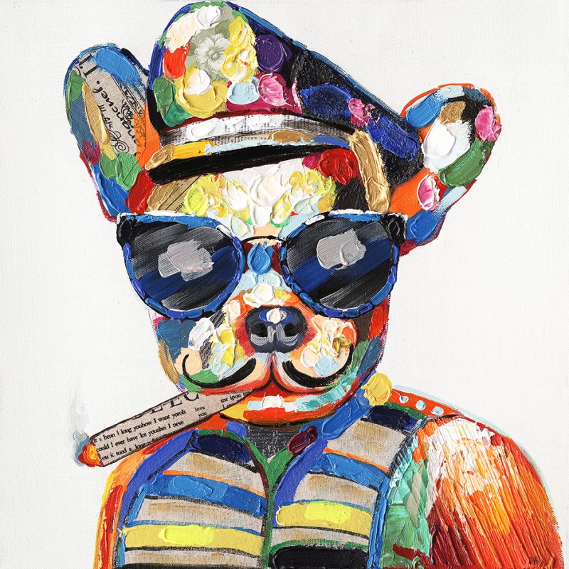 Vermoorden Ja Verdragen Tableau chien stylé Pop art peinture 50x50 cm - DOGGY SMOK