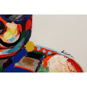 Peinture sur toile cadre décoratif mural multicolore - DOGGYTableau chien stylé Pop art peinture 50x50 cm - DOGGY SMOK