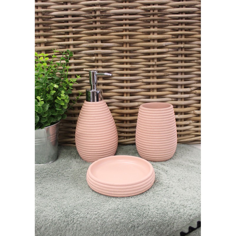 Set 3 accessoires salle de bain rose - SARA