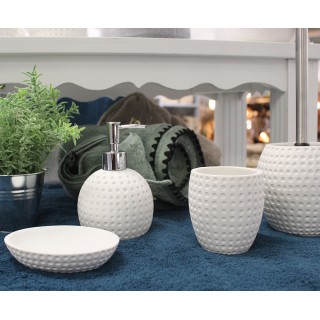 Set 4 accessoires salle de bain rond blanc - JULIA