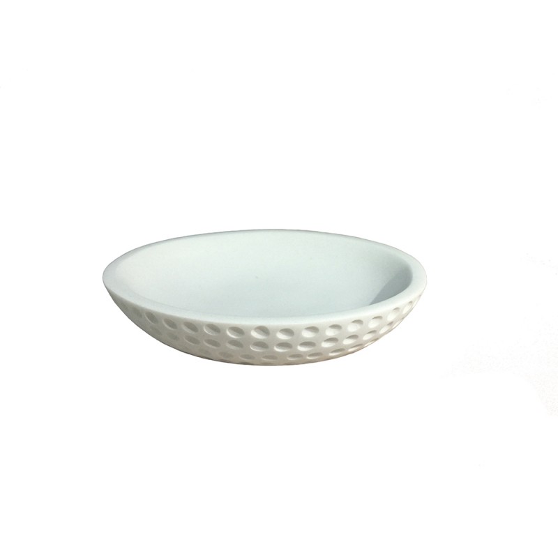 Set 4 accessoires salle de bain rond blanc - JULIA
