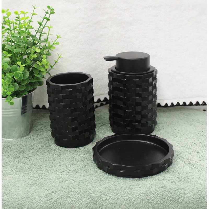 Set 3 accessoires salle de bain noir - WENDY